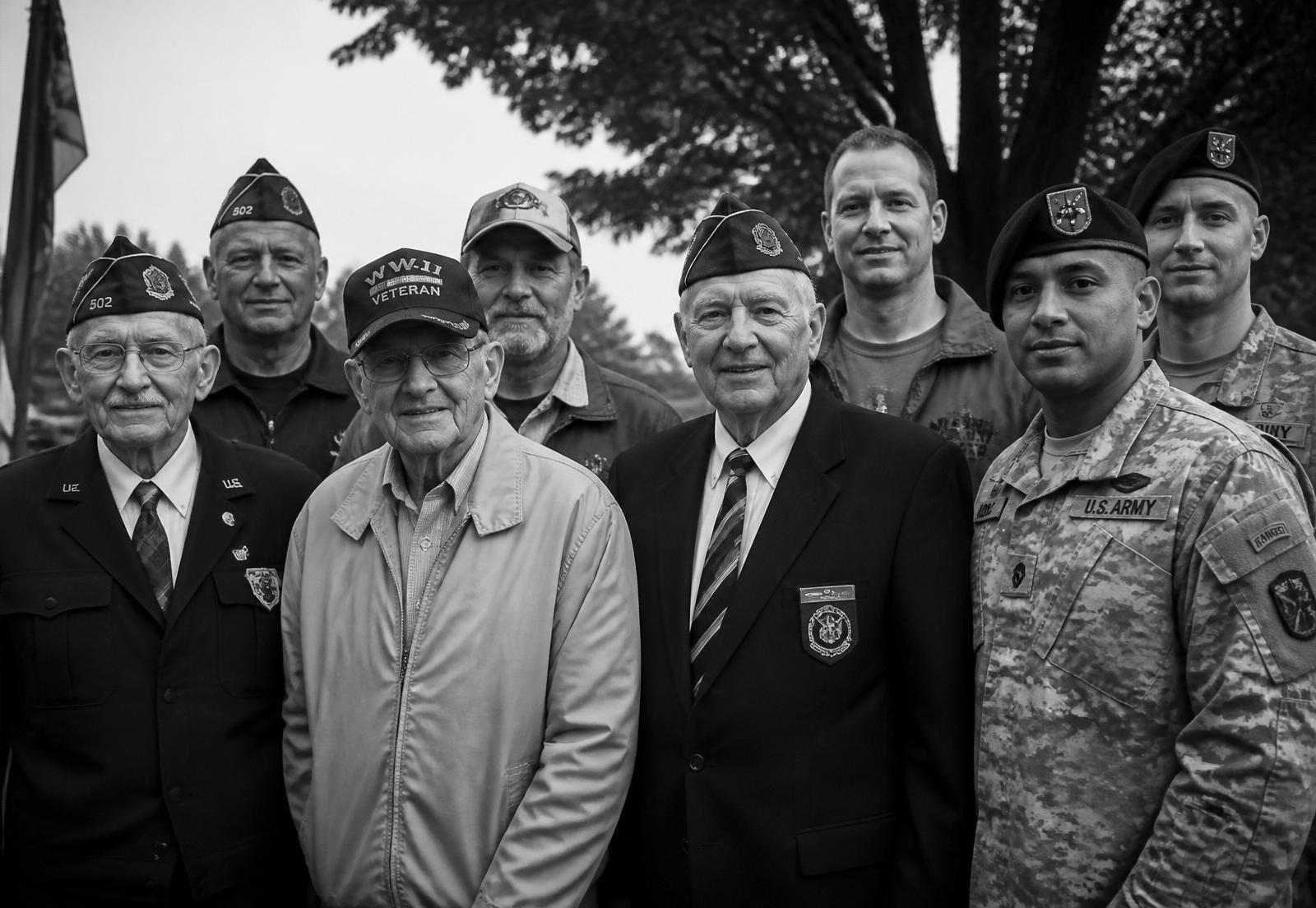 American veterans of different generations standing together